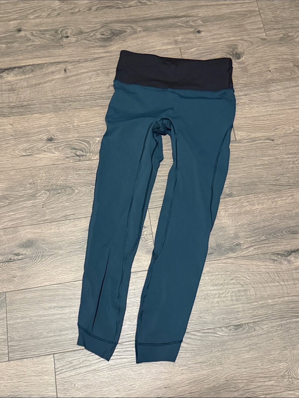 lululemon athletica Teal Leggings with Black Waistband